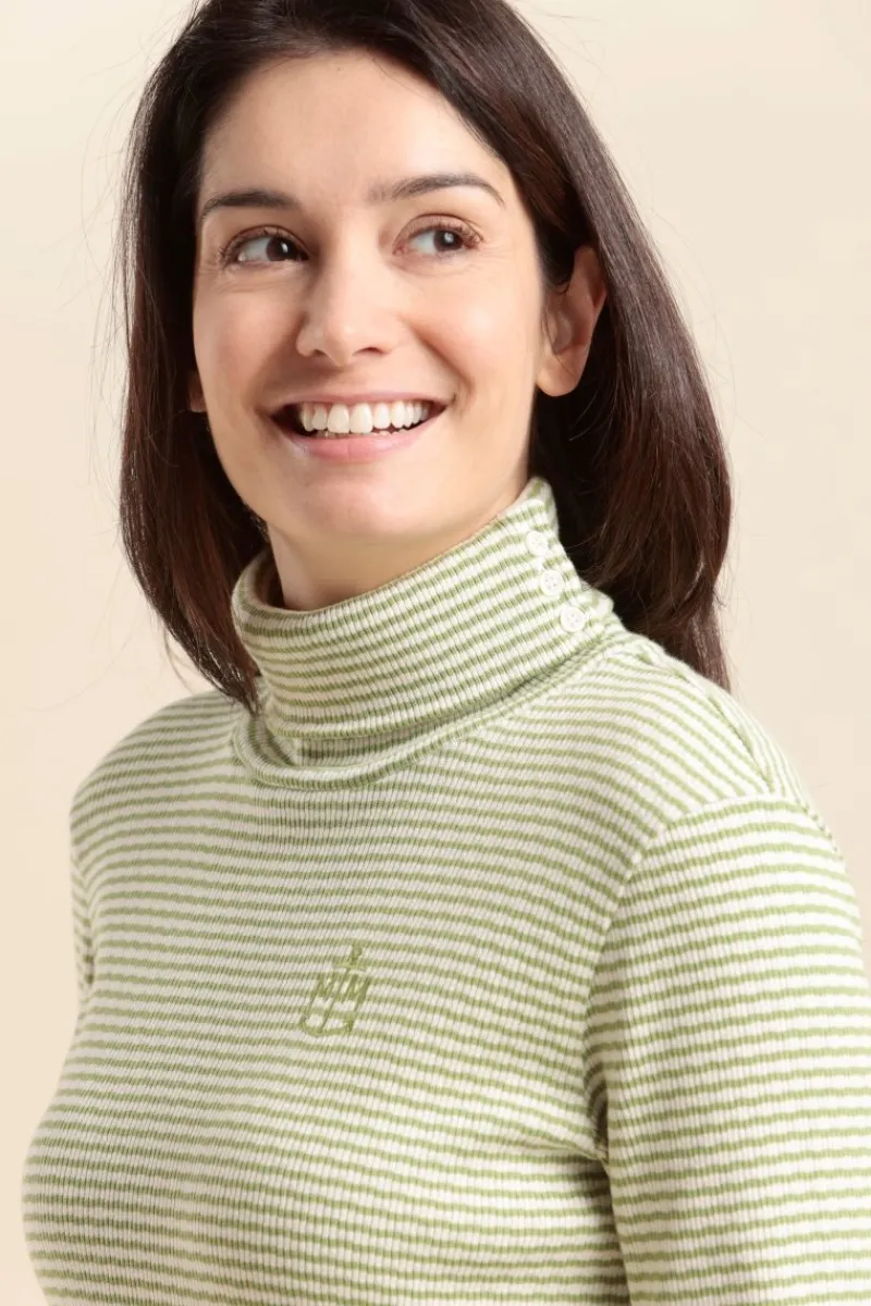 Flash Sale col roulé rayé MARCEL en coton Femme Tshirts