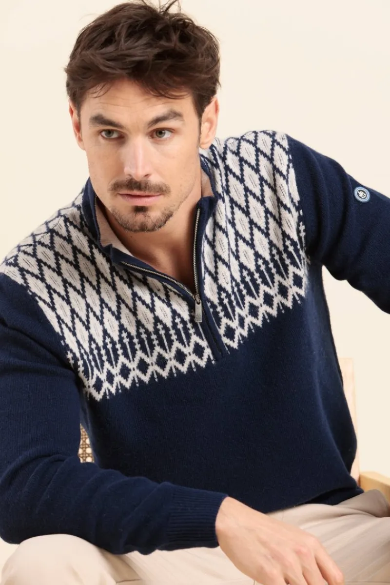 Flash Sale pull TREG motif jacquard homme laine Homme Pulls, Cardigans